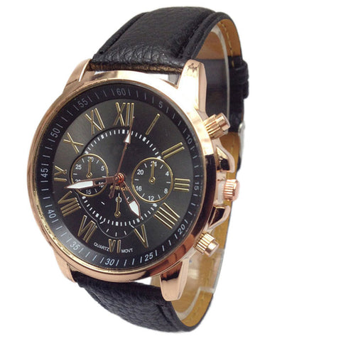 2015 Women Stylish Numerals Faux Leather Analog Quartz Wrist Watch