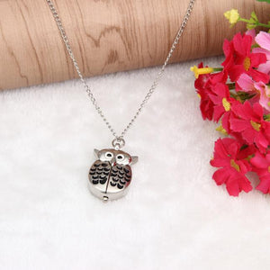 Mini Metal owl double open Quartz Watch Pendant Hanging