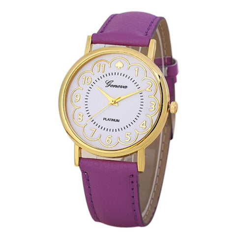 Women Watches Leather Band Analog Quartz Wrist Watch PP