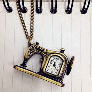 Retro Antique Bronze Alloy Sewing Machines Pendant Pocket Watch Christmas Gift