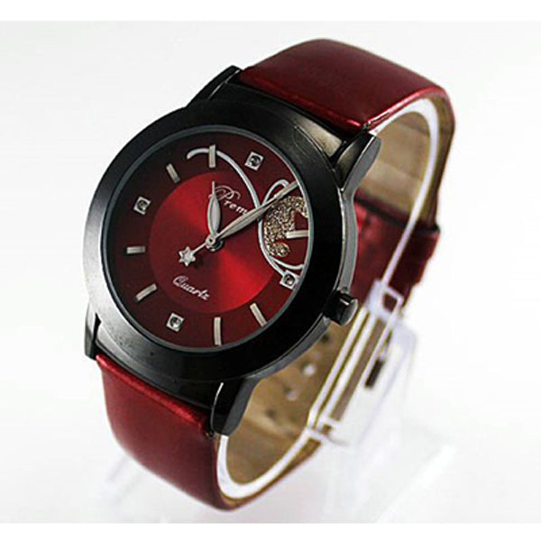 Fashion Girl Women Luxury Diamond Pretty Quartz Wrist Watch Red