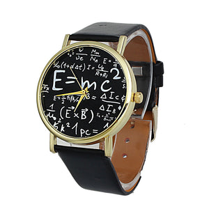 Luxury Womens Math Symbols Faux Leather Analog Quartz Watch