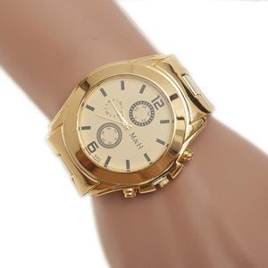 Stainless Steel Sport Quartz Wrist Hour Gold Bracelet Big Dial Watch