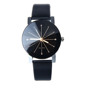 1PC WoMen Quartz Dial Clock Leather Wrist Watch Round Case