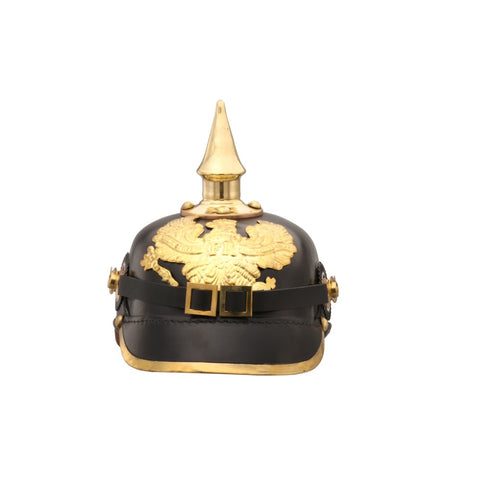 German Pickelhaube Officer Imperial Prussian Helmet, Black and Gold