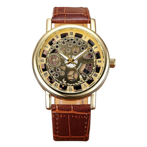 Men's waterproof double-sided hollow mechanical watches men's business casual