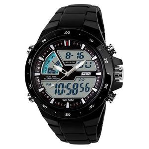 Male Dual Display Waterproof Multi Function LED Sports Watch Alarm