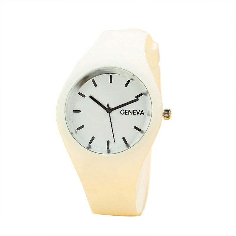 Leisure Sports Candy-colored Jelly Watch Silicone Strap White