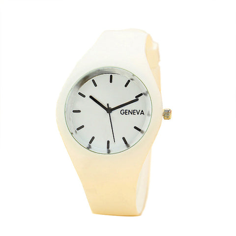 Leisure Sports Candy-colored Jelly Watch Silicone Strap White