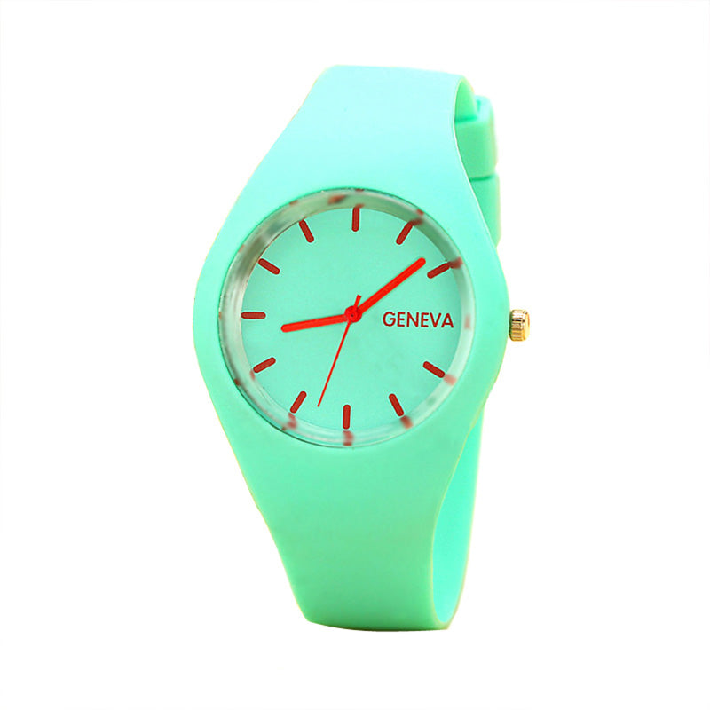 Leisure Sports Candy-colored Jelly Watch Silicone Strap Light Green