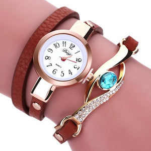 Fashion Women Diamond Wrap Around Leatheroid Quartz Wrist Watch