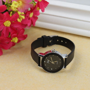 New Fashion Ladies PU Leather High-Quality Dail Quartz Watch Black