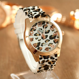 Fashion Unisex Geneva Leopard Silicone Jelly Gel Quartz Analog Wrist Watch