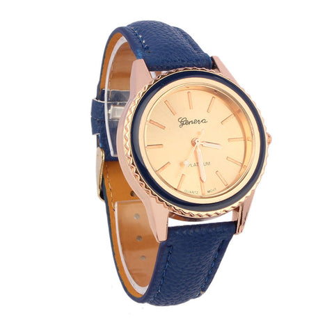 Fashion Vogue Women's Men's Unisex Geneva Faux Leather Analog Quartz Wrist Watch