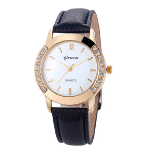 Geneva Fashion Women Diamond Analog Leather Quartz Wrist Watch Watches