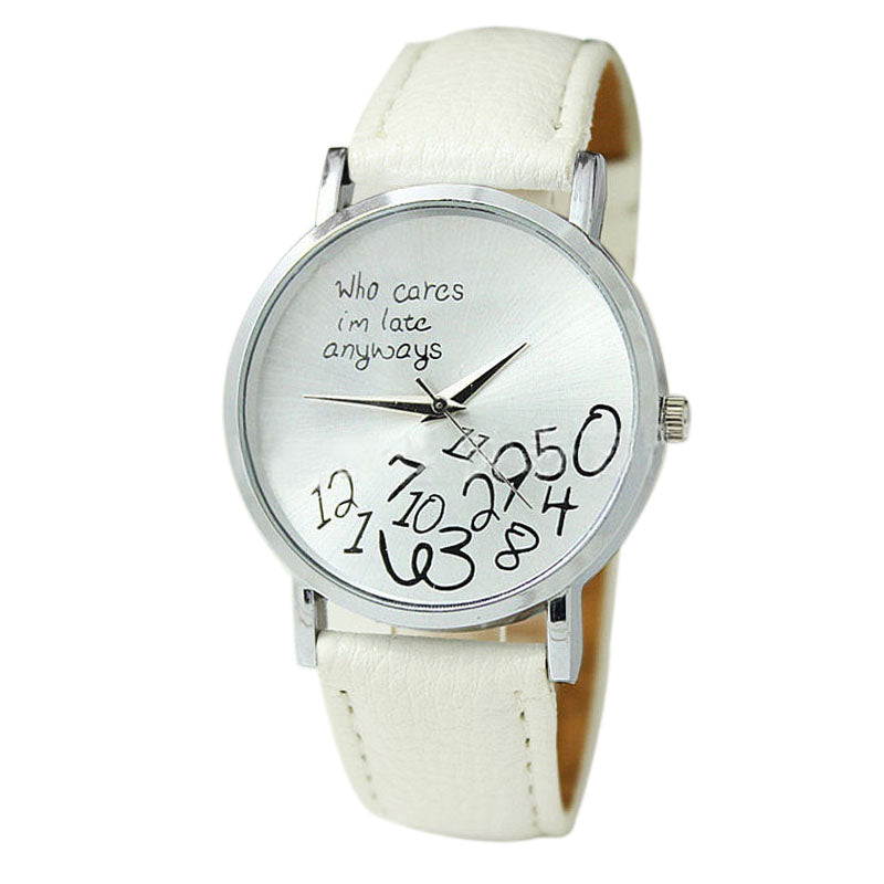 New Women Leather Watch Who Cares I am Late Anyway Letter Watches