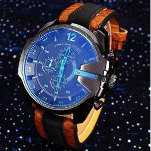 Men's Analog Sport Steel Case Quartz Dial Synthetic Leather Wrist Watch