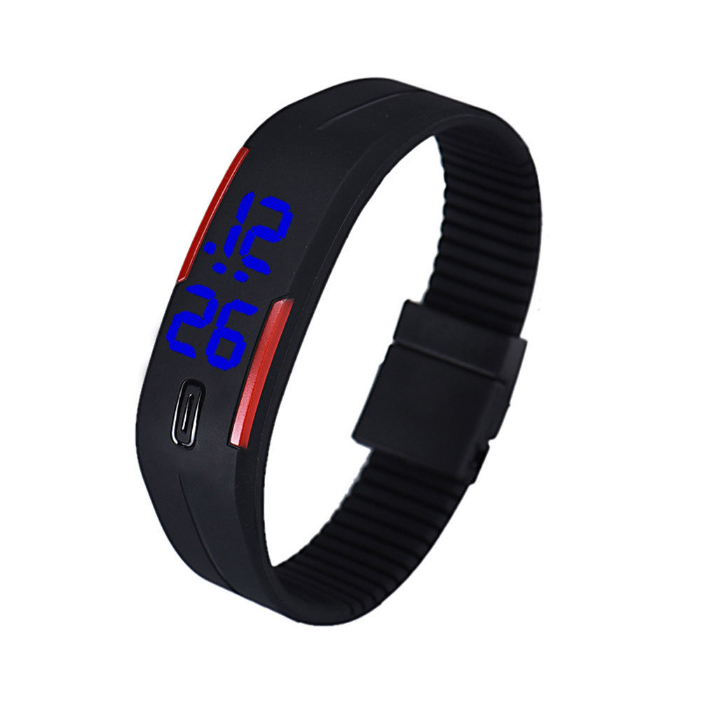 Mens Womens Rubber Blue LED Watch Date Sports Bracelet Digital Wrist Watch