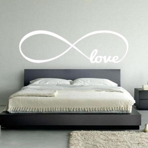 44*120CM Bedroom Wall Stickers Decor Infinity Symbol Word Love Vinyl Art White