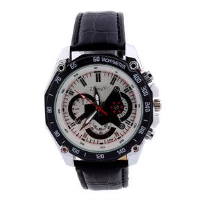 Luxury Men's Date Watch Leather Military Analog Watches White