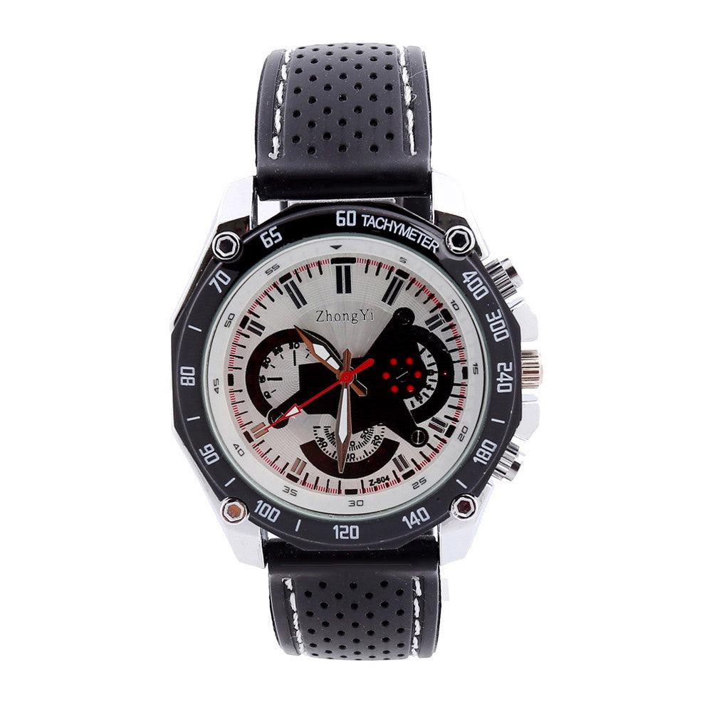 Fashion Men Date Black Silicone Rubber Band Quartz Analog Sport Wrist Watch A