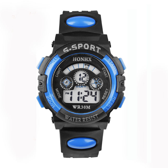 Waterproof Mens Boy's Digital LED Quartz Alarm Date Sports Wrist Watch Blue