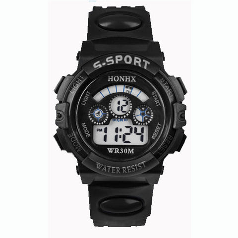 Waterproof Mens Boy's Digital LED Quartz Alarm Date Sports Wrist Watch Black