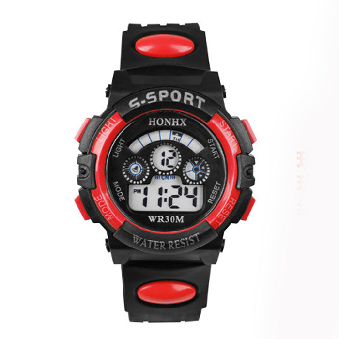 Waterproof Mens Boy's Digital LED Quartz Alarm Date Sports Wrist Watch Red