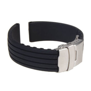 Silicone Rubber Watch Strap Band Deployment Buckle Waterproof