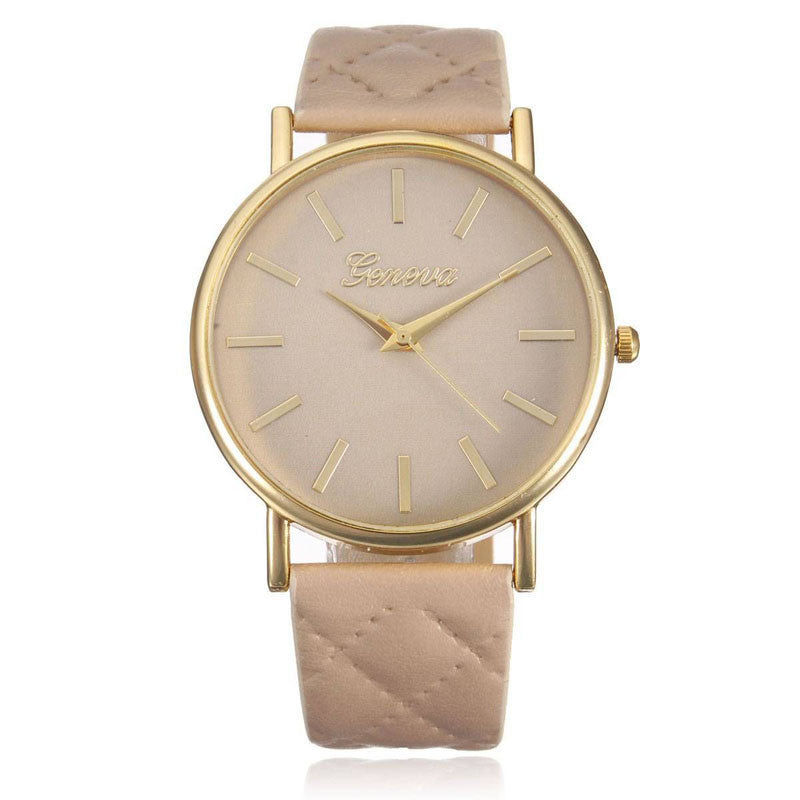 Fashion Women Casual Geneva Roman Leather Band Analog Quartz Wrist Watch