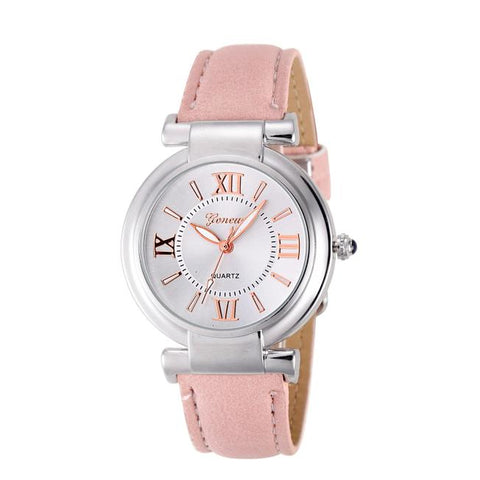 Geneva Women Girl Roman Numerals Leather Band Quartz Wrist Watch Bracelet