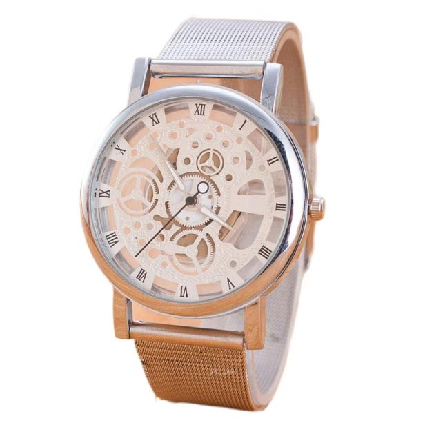 Neutral Leisure Time Faux Steel Ribbon Analog  Simple Clock Dial Wrist Watch