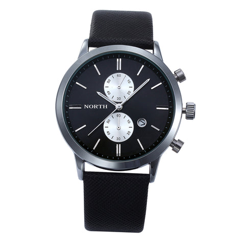 1PC Fashion Men Casual Waterproof Date Leather Military Japan Watch Gift