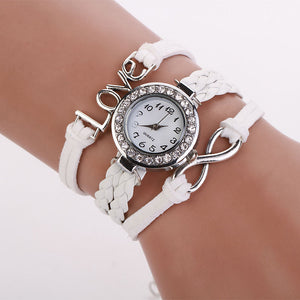 Women Infinity Love Hand-knitted Leather Chain Quartz Wristwatch Watch