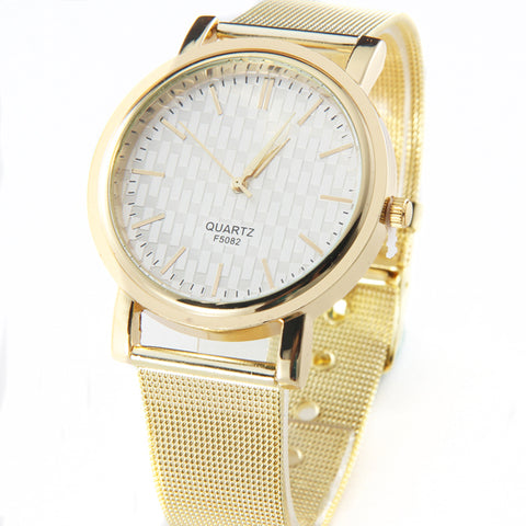 New Gold Classic Womens Quartz Stainless Steel Wrist Watch Lady style