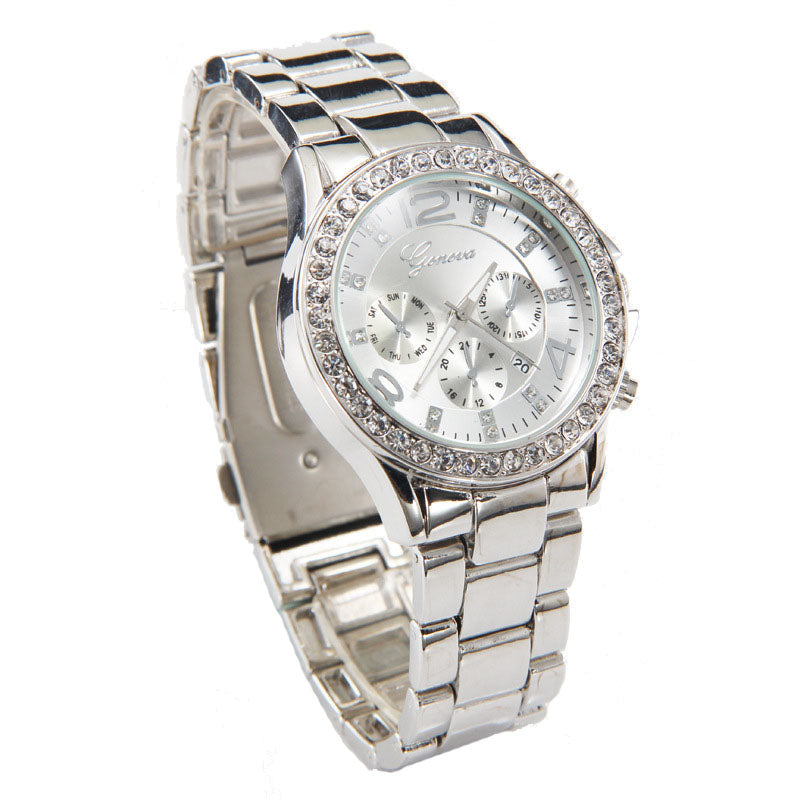 Geneva Date Quartz Wrist Watch Female Luxury Crystal Lady Ladies Watch