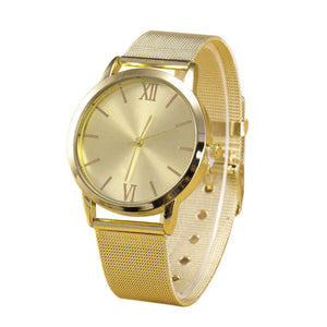 Women Ladies Gold Stainless Steel Mesh Band Wrist Watch