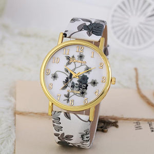 Fashion Geneva Women Leather Band Quartz Analog Wrist Watch