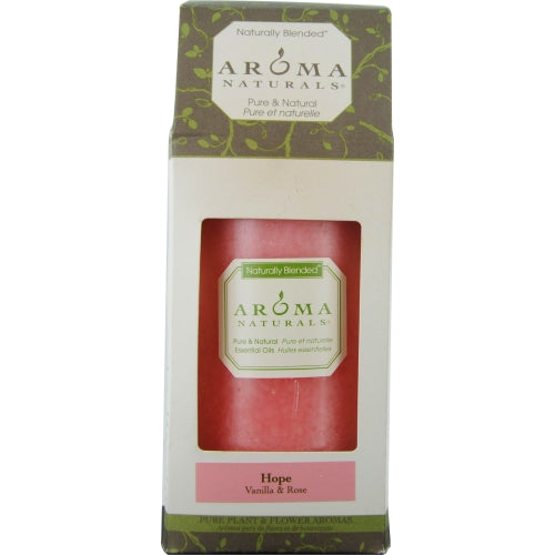 HOPE AROMATHERAPY by Hope Aromatherapy ONE 2.75 X 5 inch PILLAR AROMATHERAPY CANDLE.  COMBINES THE ESSENTIAL OILS OF VANILLA & ROSE.  BURNS APPROX. 70 HRS.