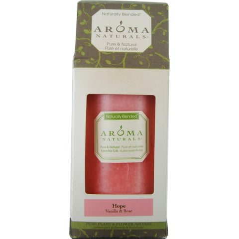 HOPE AROMATHERAPY by Hope Aromatherapy ONE 2.75 X 5 inch PILLAR AROMATHERAPY CANDLE.  COMBINES THE ESSENTIAL OILS OF VANILLA & ROSE.  BURNS APPROX. 70 HRS.