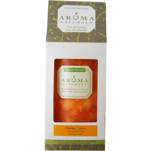 CLARITY AROMATHERAPY by CLARITY AROMATHERAPY ONE 2.75 X 5 inch PILLAR AROMATHERAPY CANDLE. COMBINES THE ESSENTIAL OILS OF ORANGE & CEDAR. BURNS APPROX. 70 HRS.