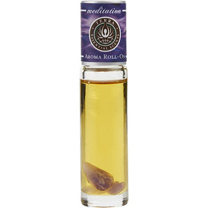 TERRA ESSENTIAL SCENTS by Terra Essential Scents MEDITATION AROMA ROLL ON - ESSENTIAL OILS OF FRANKINCENSE, MYRRH, SANDALWOOD, CLARY SAGE & YLANG YLANG WITH AMETHYST GEMSTONES .33 OZ