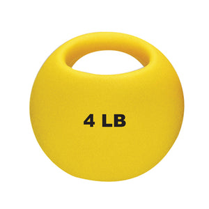 Cando Massage Fitness Equipment One Handle Medicine Ball - 4 Lb - Yellow