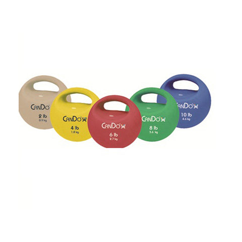 Cando Massage Fitness Equipment One Handle Medicine Ball - 5 Pc Set (Tan, Yellow, Red, Green, Blue)