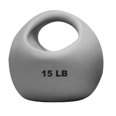 Cando Massage Fitness Equipment One Handle Medicine Ball - 15 Lb - Silver