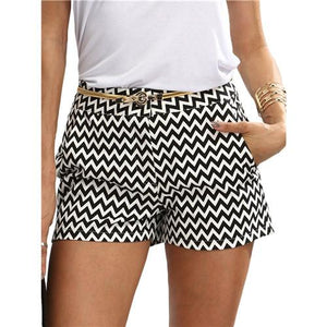 SHEIN Woman Shorts Summer New Arrival Black and White Mid Waist Button Fly Casual Pocket Cotton Straight Shorts