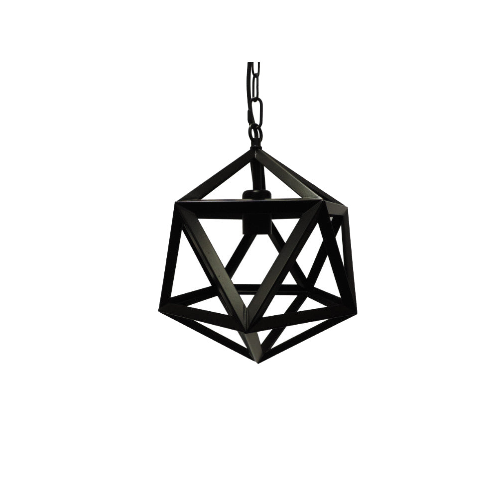 12 inch  Vintage Barn Metal Polyhedron Lighting Pendant Chandelier, Black