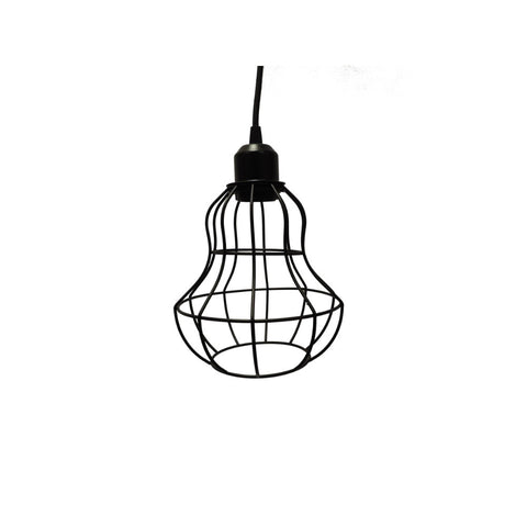 Metal Wire Cage Guard Hanging Pendant Light, Black