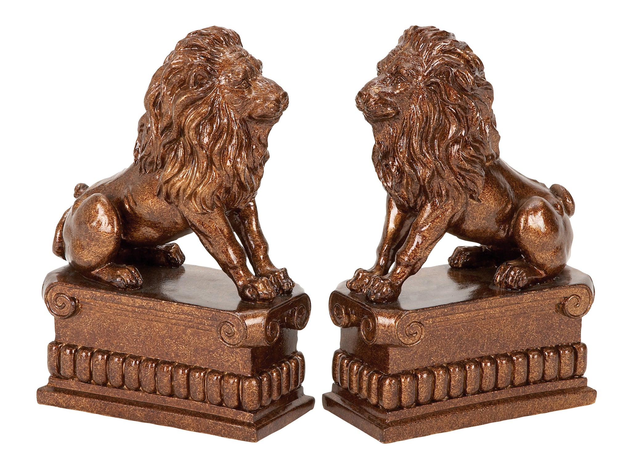 Polystone Lion Bookend Pair Unique Table And Shelf decor With Utility