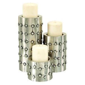 Benzara Silver Finish Metal Candleholder/Candlesticks, Set of 3